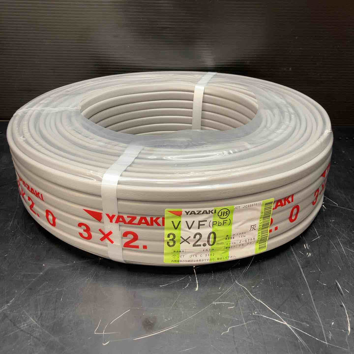 格安スタート♪矢崎 VVFケーブル 2.0mm×3芯 100m巻 (灰色) VVF2.0mm×3C×100m YAZAKI製造2025年4月【川越店】