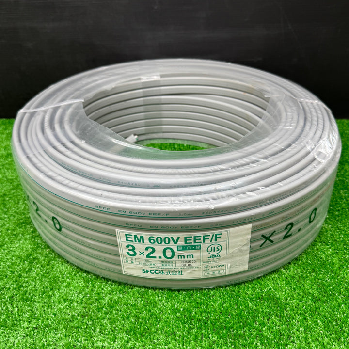 【未使用品】SFCC 昭和電線ケーブル 600V 3×2.0mm EM-EEF/F ケーブル 灰 R8.04月製造 【電材館越谷店】