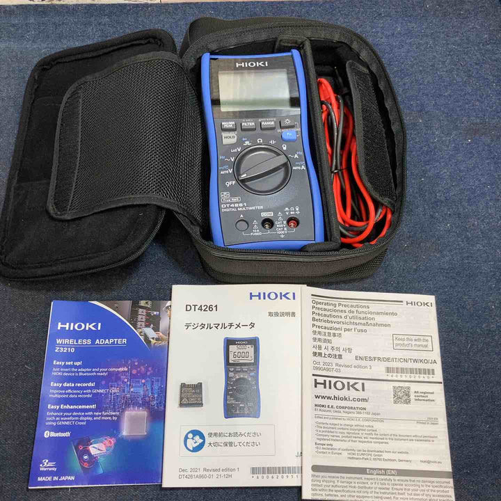 HIOKI デジタルマルチメータ DT4261 無線通信(Z3210装着時):通信距離 見通し10m 携帯用ケース＆ワイヤレスアダプタ付き【八潮店】