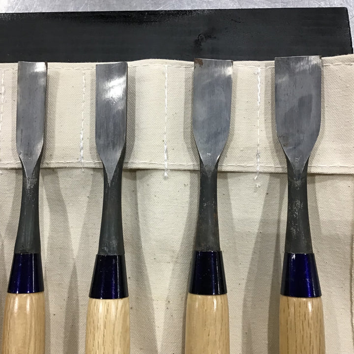 研綱 平鑿・浅丸鑿 8本組 収納袋付き 【川口店】