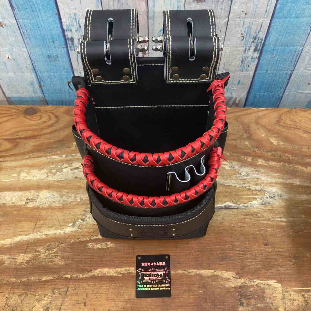 ニックス　KGB-301DDX　チェーンタイプ高級グローブ革使用3段腰袋 赤【柏店】