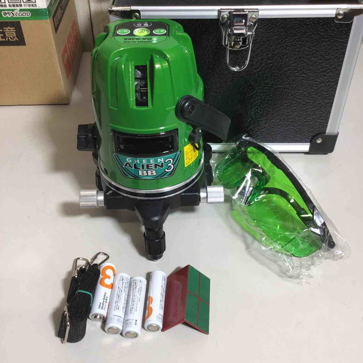 【未使用品】 山真 ヤマシン 2ライン グリーン エイリアン レーザー 墨出し器 GA-03BB 【戸田店】