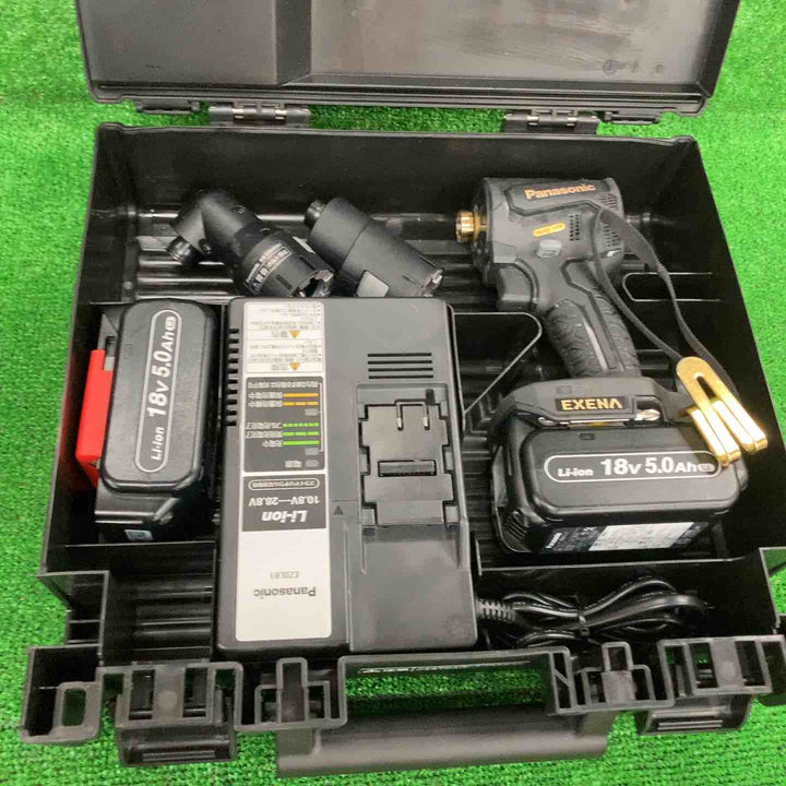 ◇パナソニック 充電インパクトドライバー EZ1PD1 +BRAIN 18V5.0Ahバッテリー2個 アタッチメント付 EXENA Pシリーズ ブラック EZ1PD1J18A1B【川崎店】