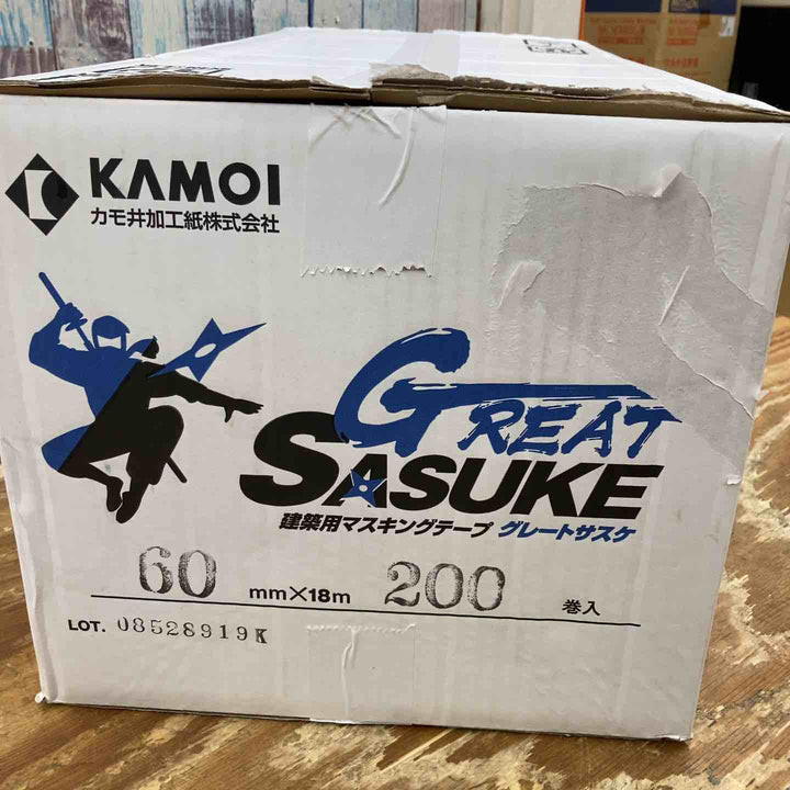 【未使用品/まとめ売り】200巻 カモ井加工紙 マスキングテープ グレートサスケ 60mm  20巻き×10箱 建築 塗装 マステ【柏店】