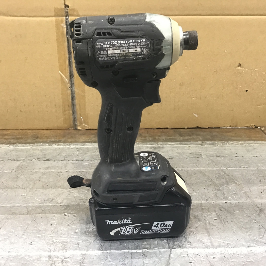 〇マキタ(makita) コードレスインパクトドライバー TD170DRMXB 18V4.0Ahバッテリー*2【所沢店】