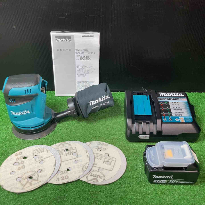 ◇ マキタ(Makita) 125ミリ充電式ランダムオービット 18V6Ah バッテリ・充電器付 BO180DRG【岩槻店】