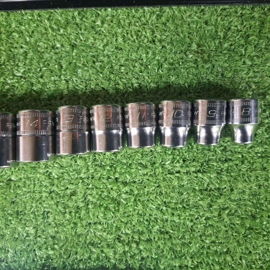 【美品】★スナップオン(Snap-on) 3/8"シャローソケットセット 212FSMY 8mm-19mm 12pc【岩槻店】