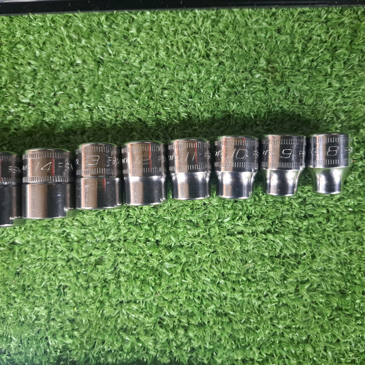 【美品】★スナップオン(Snap-on) 3/8"シャローソケットセット 212FSMY 8mm-19mm 12pc【岩槻店】