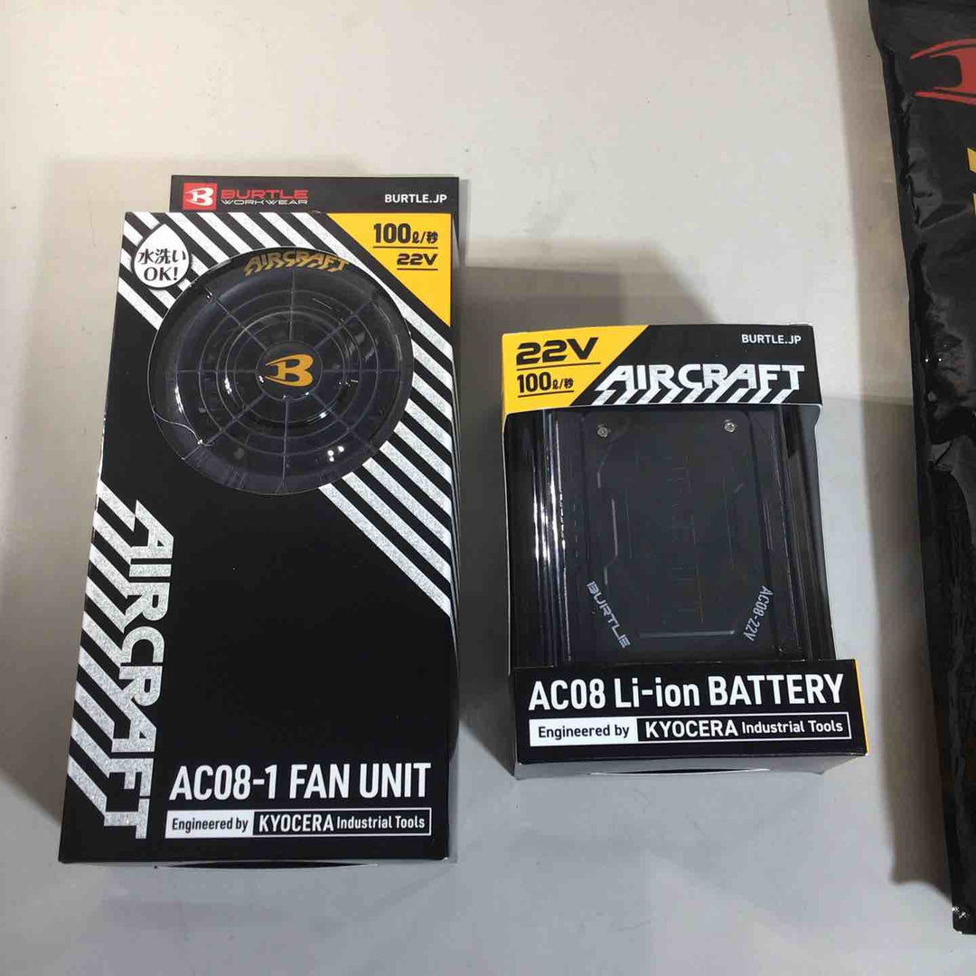 【未使用品】 BURTLE AC08-1 AC2064 バッテリー ファン セット 空調服 ACベスト ネイビー バートル AIRCRAFT エアークラフト L 【戸田店】