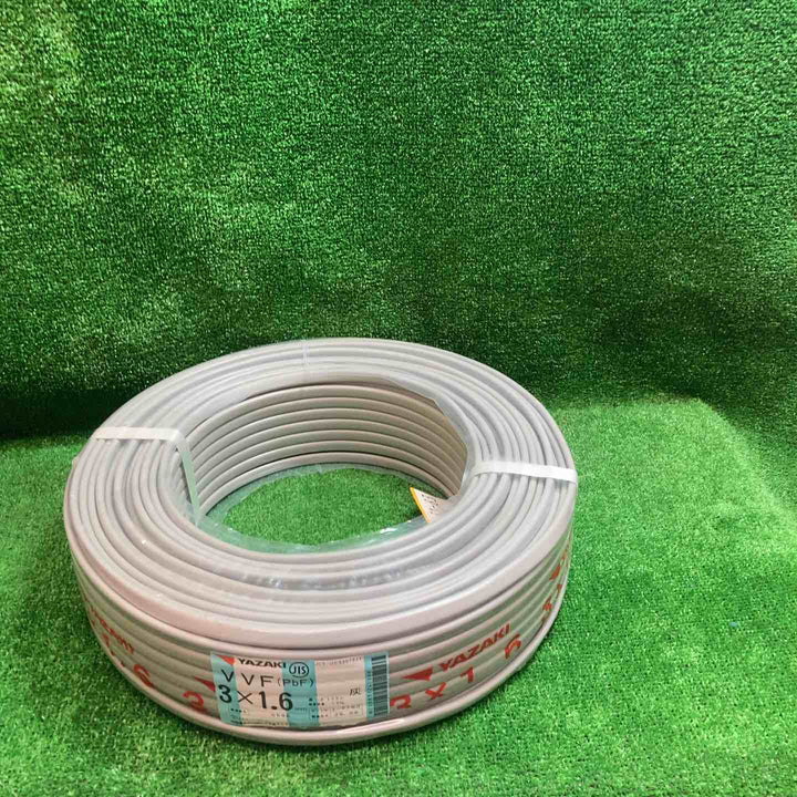 矢崎 VVFケーブル 1.6mm×3芯 100m巻 (灰色) VVF1.6mm×3C×100m YAZAKI【川越店】