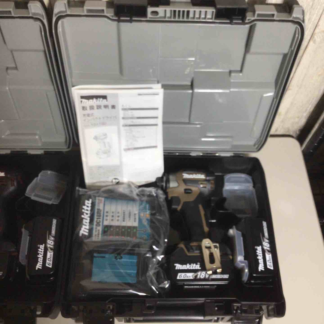 【未使用品】 限定色 マキタ makita コードレス インパクトドライバー TD173DGXAB TD173DGXAR 2台 フルセット インパクト ブラウン 茶 レッド 赤 純正 充電式 【戸田店】