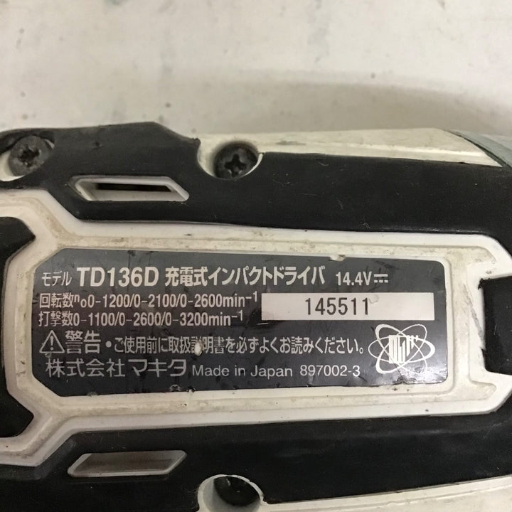 【現状品】 マキタ/makita コードレスインパクトドライバー TD136DZW 【鴻巣店】