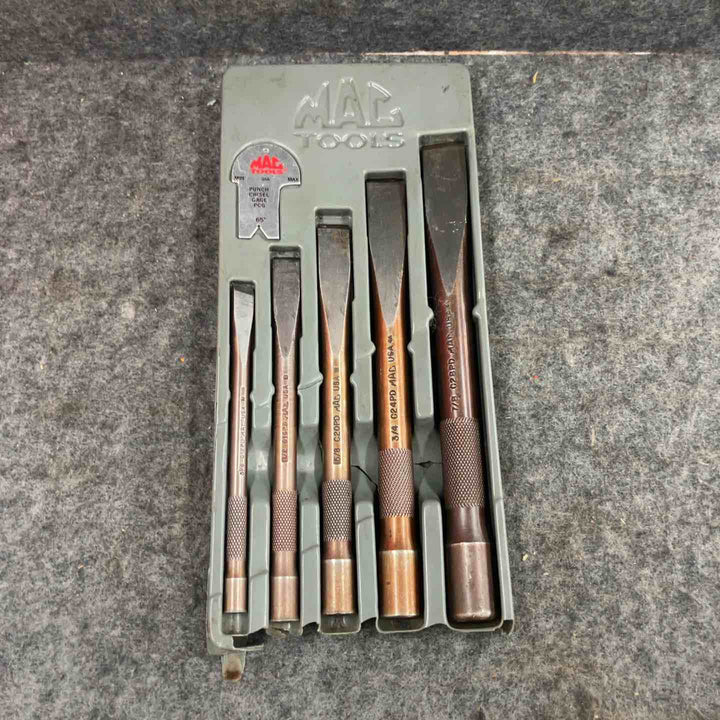 【現状品】◇マックツール(MAC TOOLS) 5Pc. フラット ハイパーチゼル セット C50PDPT 5本(C12PD,C16PD,C20PD,C24PD,C28PD)、専用ゲージ【鴻巣店】