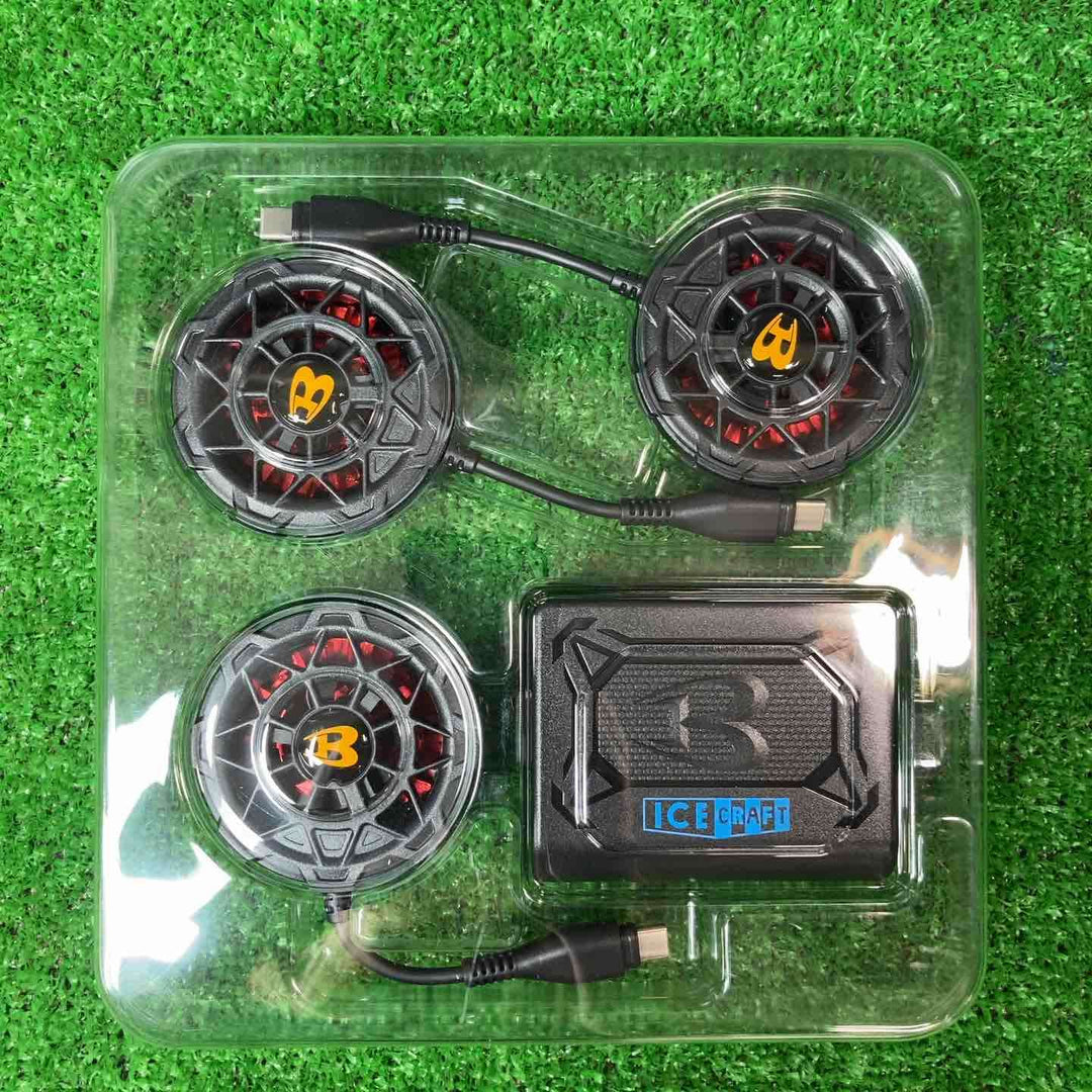 BURTLE バートル アイスクラフト ベスト＆ペルチェファン、バッテリーセット 20点まとめ フリーサイズ ブラック IC101S 35 【岩槻店】