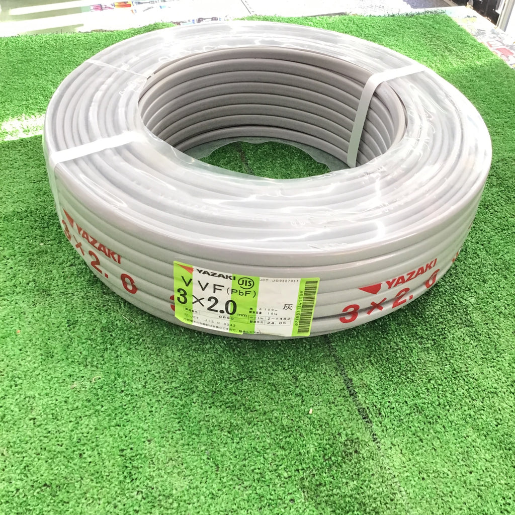 富士電線工業㈱　VVF2.0mm-3C(VVF3×2.0)灰　赤白黒　1巻① 富士電線 VVFケーブル 2.0mm×3芯 赤白黒 100m 灰 VVF3×2.0