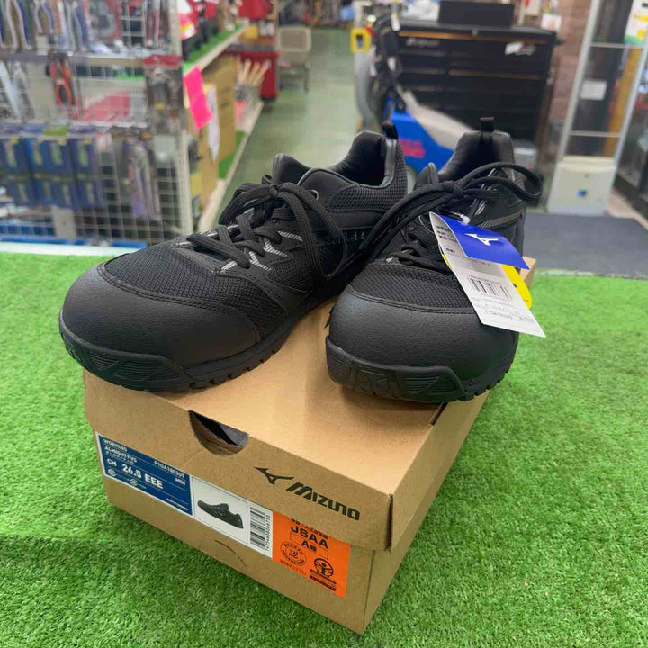 【未使用・サイズ26.5cm】 ミズノ 安全靴 オールマイティ VS 軽量 紐 メッシュ F1GA180309 ブラック/シルバー 26.5cm 【桶川店】