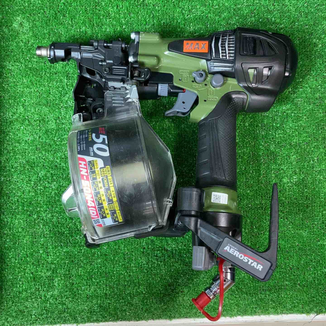 ★マックス(MAX) 高圧エア釘打ち機 HN-50N4(D)_ミリタリーグリーン【岩槻店】
