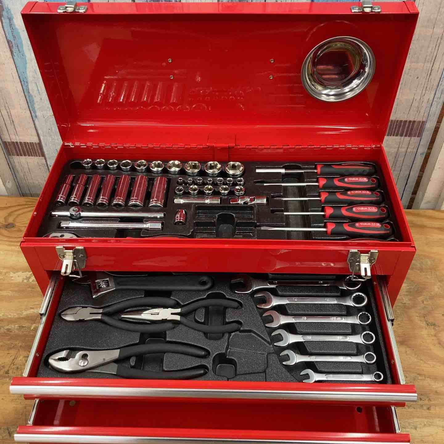 中古品】e-value 工具箱 ツールボックス 引き出し 赤【柏店