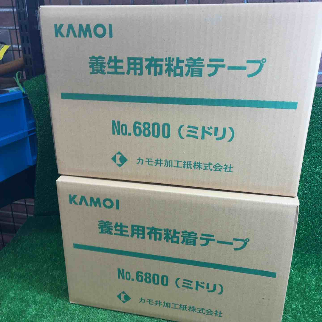 KAMOI 養生用布粘着テープ No.6800(ミドリ) 50mm×25m 60巻(30巻入り 2箱セット)【藤沢店】