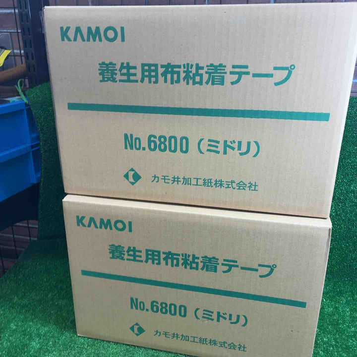 KAMOI 養生用布粘着テープ No.6800(ミドリ) 50mm×25m 60巻(30巻入り 2箱セット)【藤沢店】