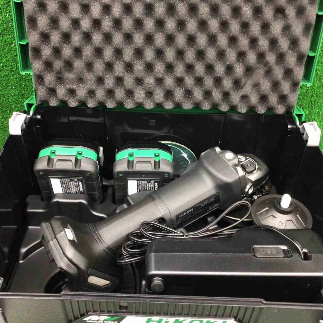 【特別特価！未使用品】HiKOKI(ハイコーキ) 36V 充電式 ディスクグラインダ G3610DC ブラック トイシ径100mm スライドスイッチ 蓄電池2個・充電器・ケース付 G3610DC(2XPBZ)【桶川店】