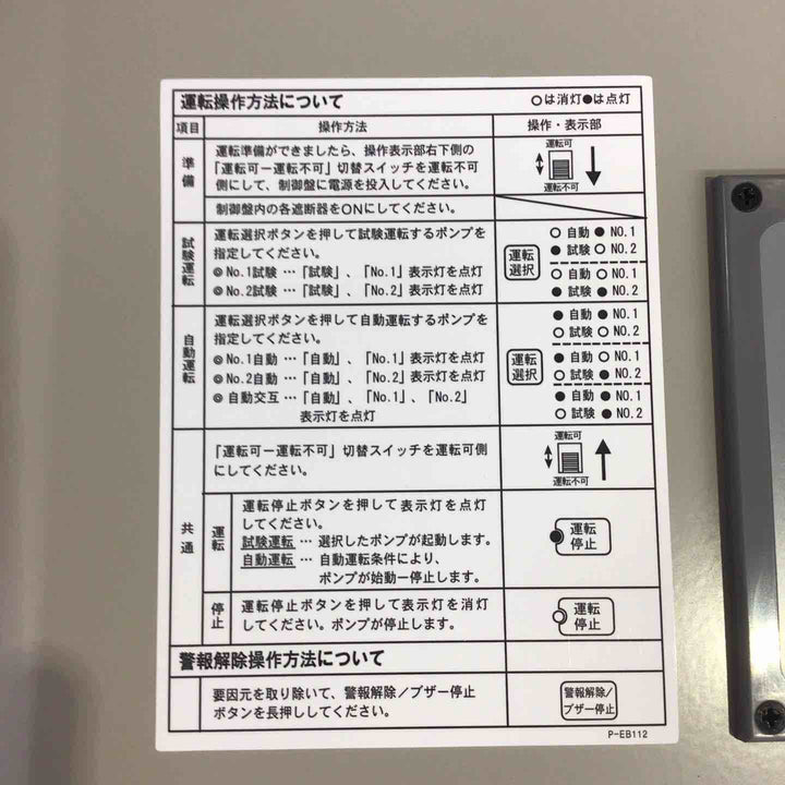 荏原製作所 ポンプ制御盤　EPC2B 0.75DK 屋内 三相200V 交互 並列 漏電遮断【町田店】