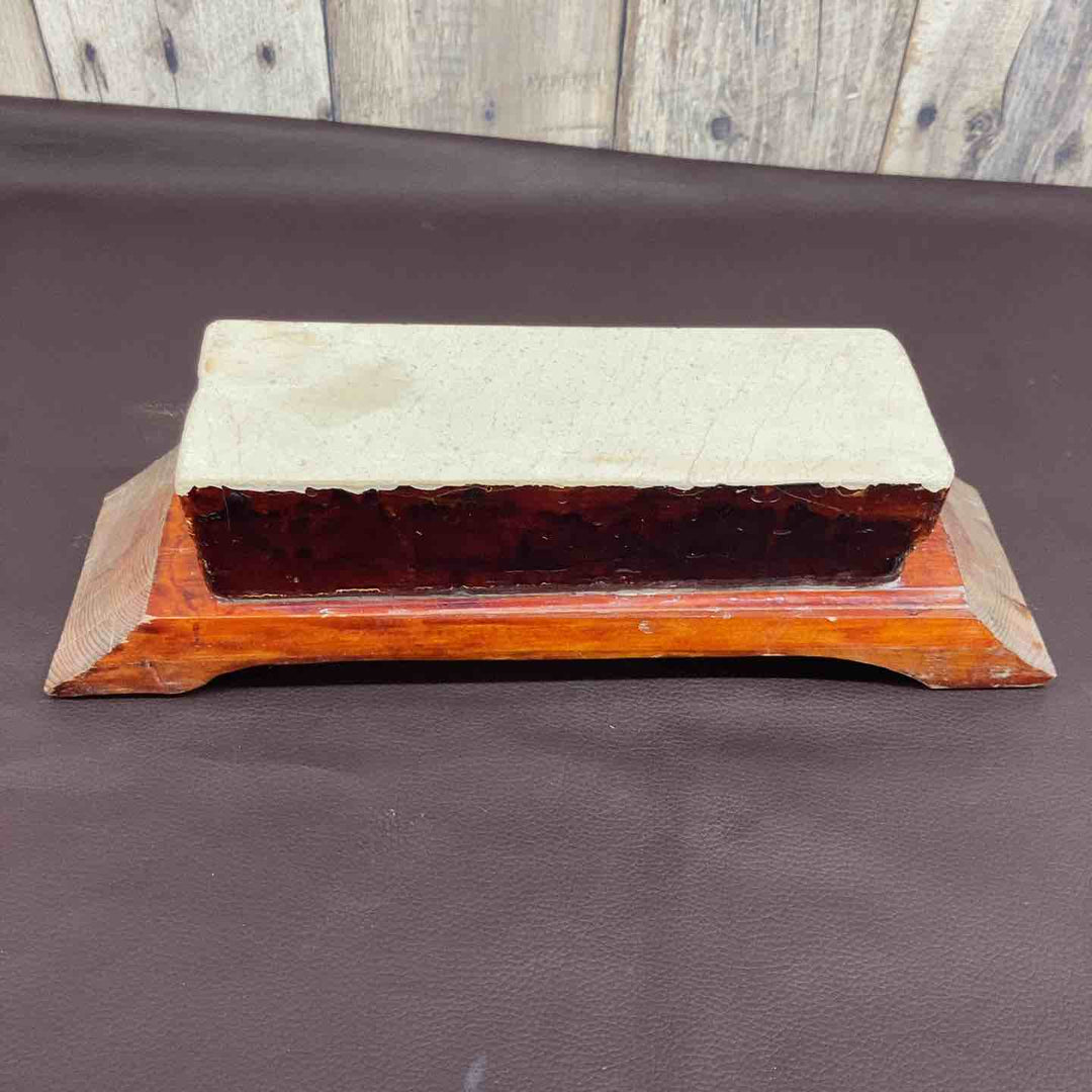 【超希少】 【中古美品】 天然砥石 産地不明 重量2.0Kg(台座含み) 沼田産？ 長さ約215ｘ幅約70ｘ高さ約50 正本山？ 研ぎ 刃物 大工 【東大和店】