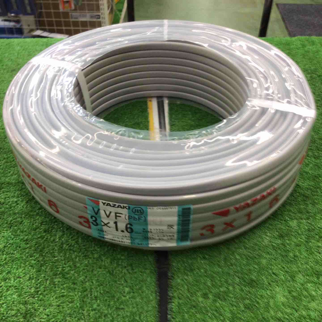 【決算セール！未使用】 矢崎エナジーシステム VVFケーブル 3芯(赤白黒)×1.6mm 1.6sq 100m巻 【桶川店】
