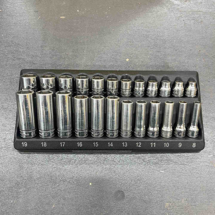 スナップオン  Snap-on 3/8sq ソケットセット 6ポイント シャロー&ディープ ミリサイズ  224SFFSM【越谷店】