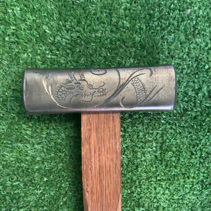 棟誉 龍虎彫 四角玄翁 100匁 赤樫柄【草加店】