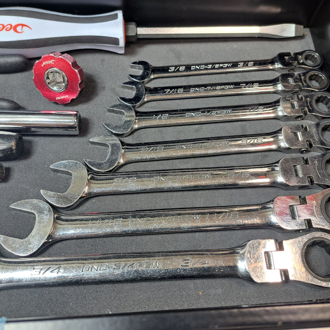 DEEN 3段ツールボックス ディーン インチ エントリーツールセット  ハーレー用工具 初期セット欠品＆買い足しアリ【岩槻店】