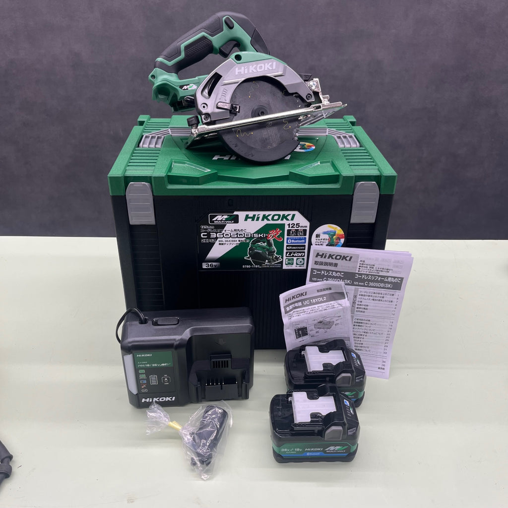 【未使用品】HIKOKI　コードレスリフォーム用丸ノコ　セット品　C3605SDB(SK)2XPSZ　充電器・バッテリー2個・ケース・取扱説明書付き【ハンズクラフト熊本けやき通り店】【引き取り限定】 HiKOKI(ハイコーキ) 36V 充電式 リフォーム用 丸のこ 125mm Bluetooth