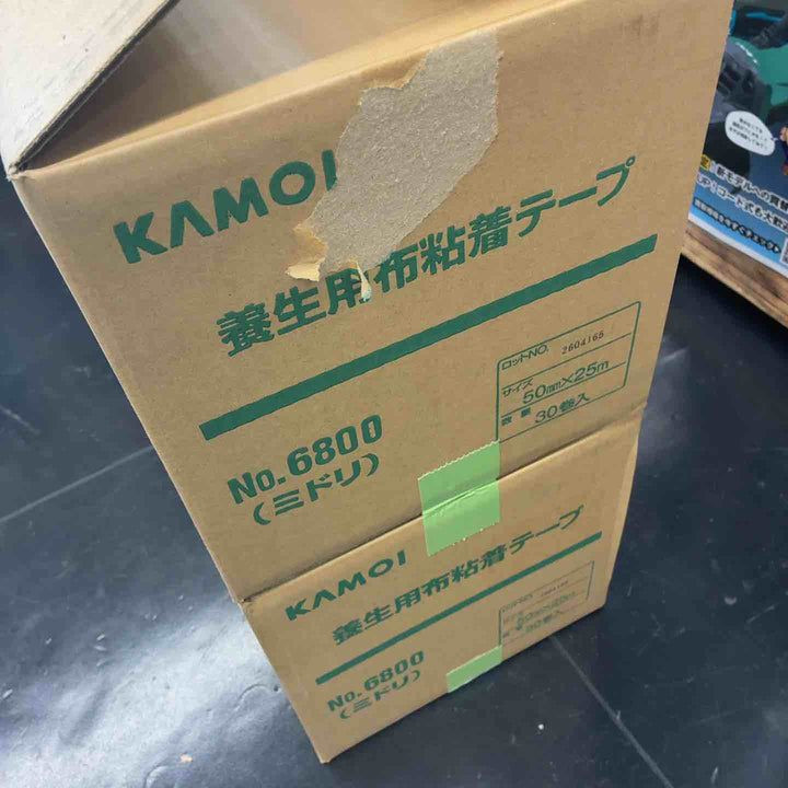 【2箱セット(計60巻)】KAMOI 養生用布粘着テープ No.6800 ミドリ 50mm×25m 30巻入 【藤沢店】