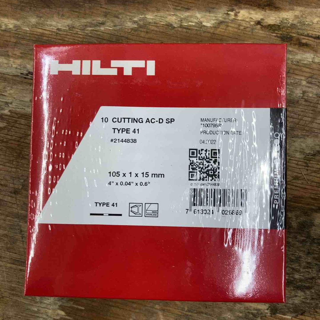 【未使用品】ヒルティ(HILTI) 切断砥石 AC-D SP 105X1.0X15mm TYPE 41 #2144838 金属 CUTTING【柏店】