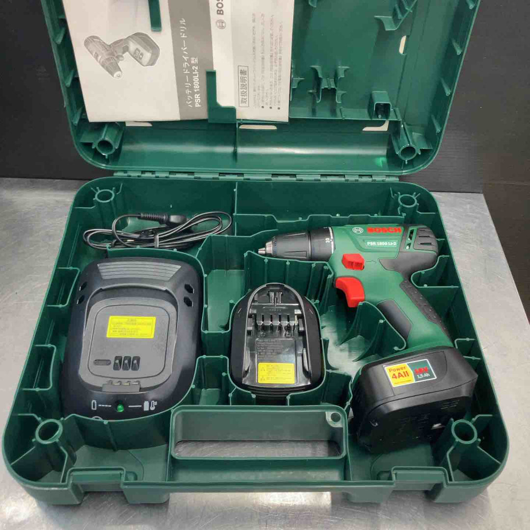 【中古美品】 ボッシュ(BOSCH) 18V コードレスドリルドライバー PSR1800LI-2 フルセット品 DIYモデル 【東大和店】
