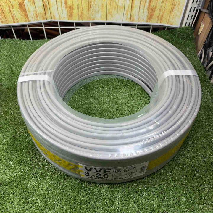 協和電線工業株式会社VVFケーブル 2.0mm×3芯 100m巻 (灰色) (新品未使用 )【川崎店】