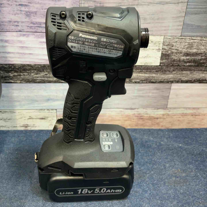 ◇パナソニック 充電インパクトドライバー EZ1PD1 +BRAIN 18V5.0Ahバッテリー2個 アタッチメント付 EXENA Pシリーズ ブラック EZ1PD1J18A1B【八潮店】