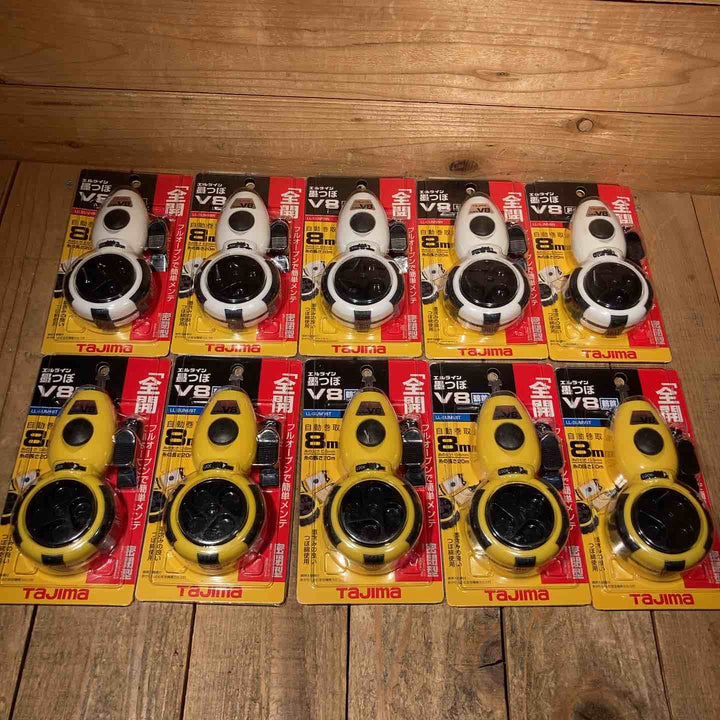 【未使用品】タジマ(Tajima) エルライン墨つぼ 自動巻取り V8 鶴首*5点 斜めカット*5点 LL-SUMVシリーズ 合計10点セット【所沢店】