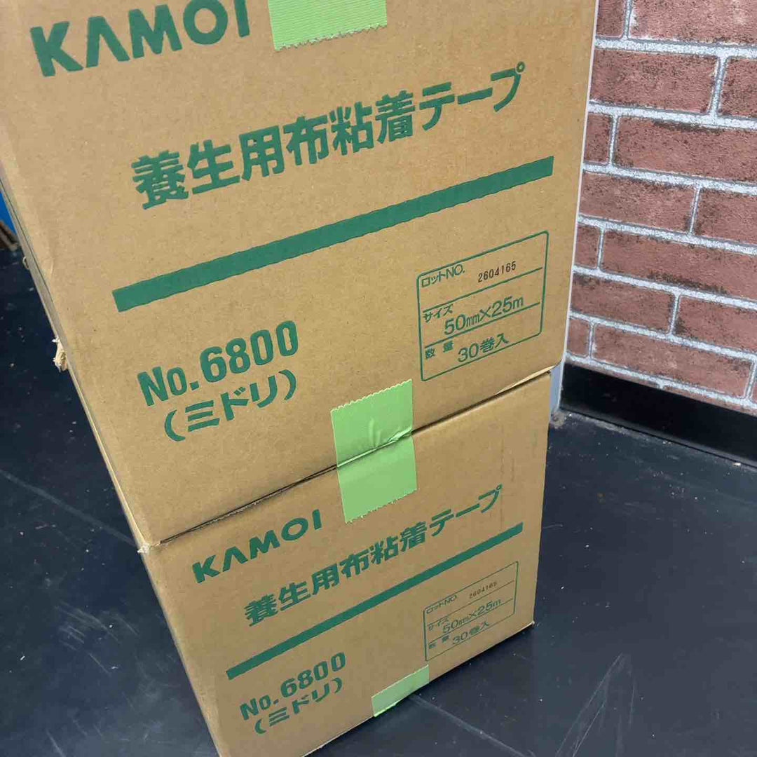 KAMOI 養生用布粘着テープ No.6800 ミドリ 50mm×25m 2箱(計60巻)セット【藤沢店】