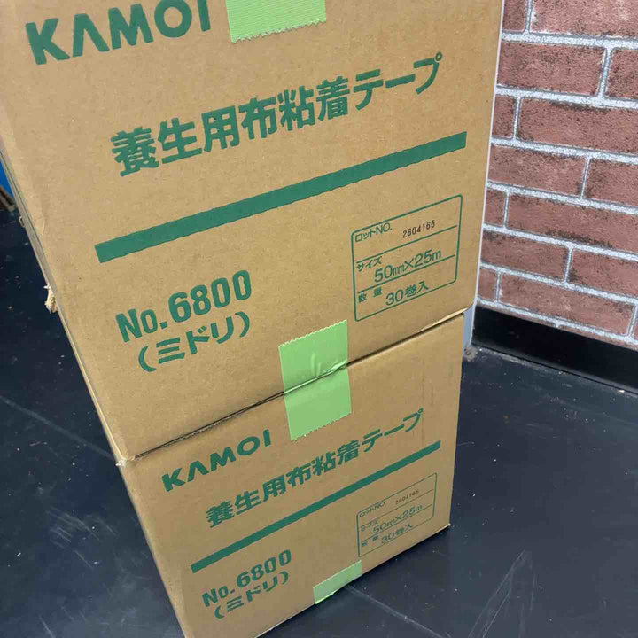 KAMOI 養生用布粘着テープ No.6800 ミドリ 50mm×25m 2箱(計60巻)セット【藤沢店】