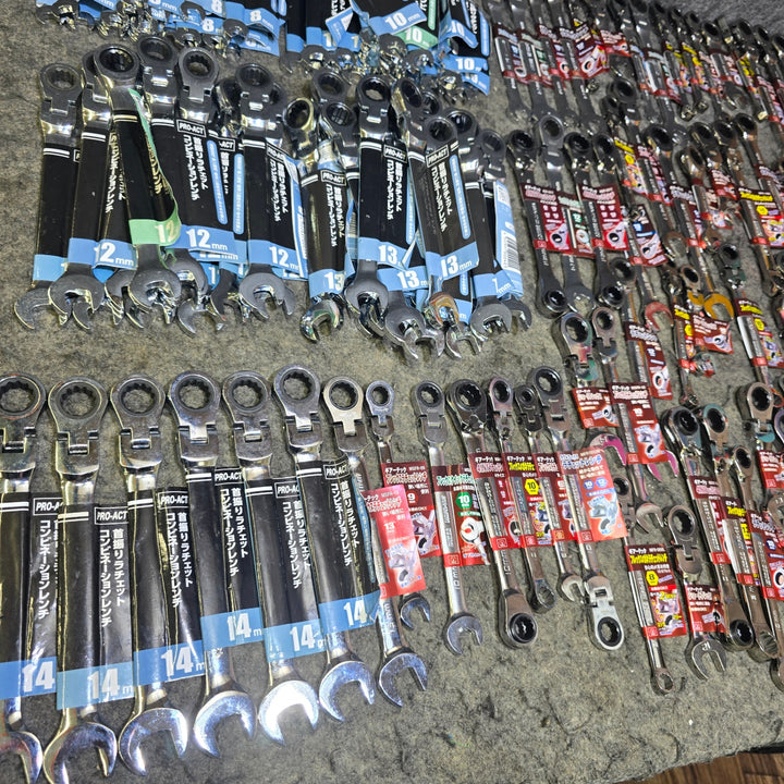 【未使用品・まとめ売り！】ギアレンチ ギヤレンチ 首振り ラチェット レンチ コンビネーション 約282本 メーカー・サイズ混合 SK11【桶川店】