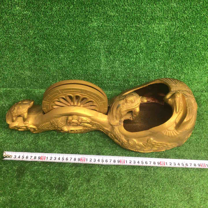 【現状品】 墨壺 1尺5寸 木製金色 インテリア 【鴻巣店】