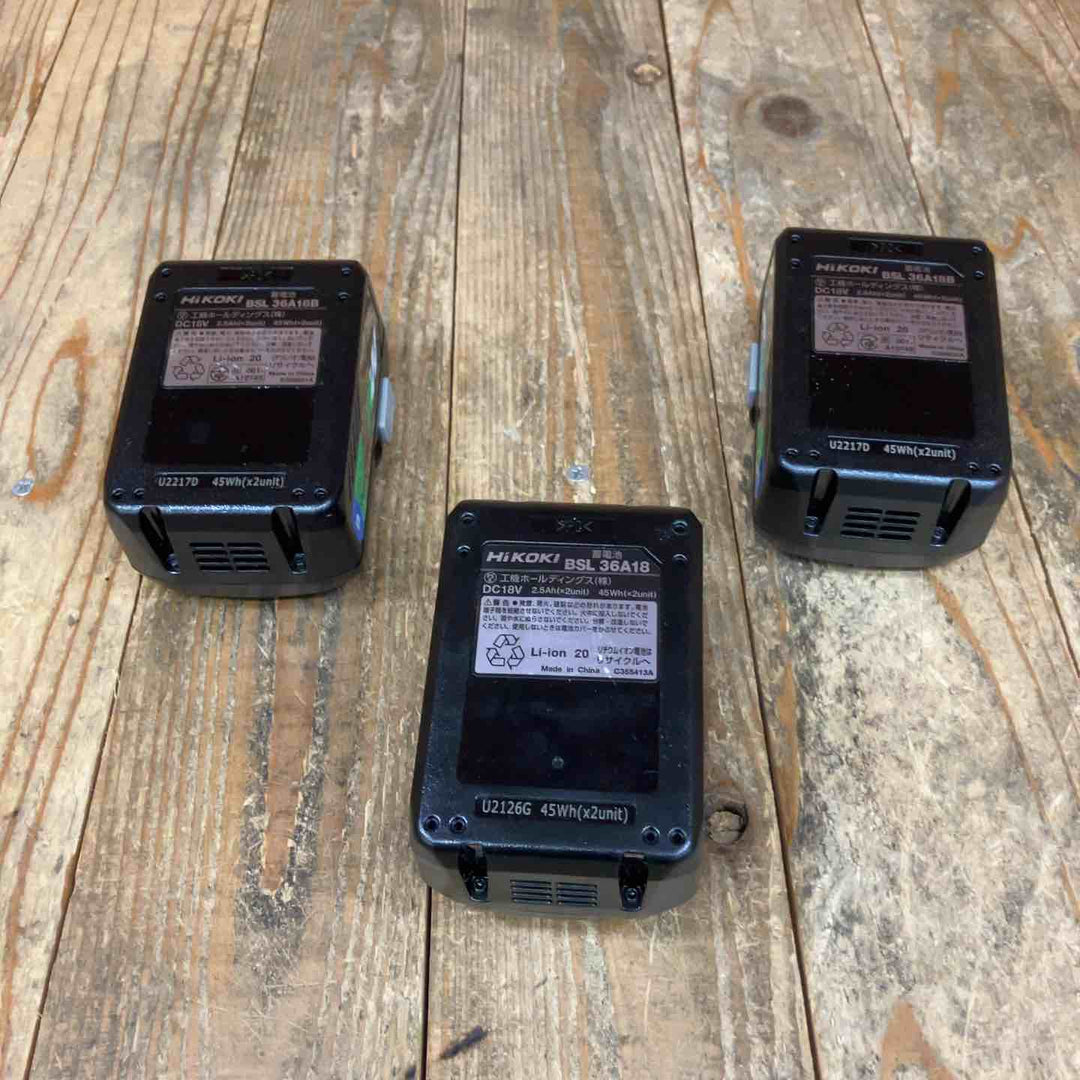 ハイコーキ(HIKOKI ※旧:日立工機) リチウムイオンバッテリー 36V/2.5Ah BSL36A18*2 BSL36A18B*1 計3点 セット【所沢店】
