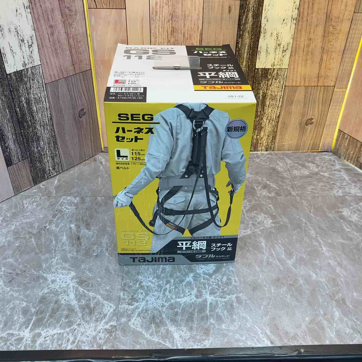 □タジマ(Tajima) ハーネスGS＋平ロープダブルランヤードL1セット 黒 Lサイズ A1GSLFR-WL1BK【八潮店】