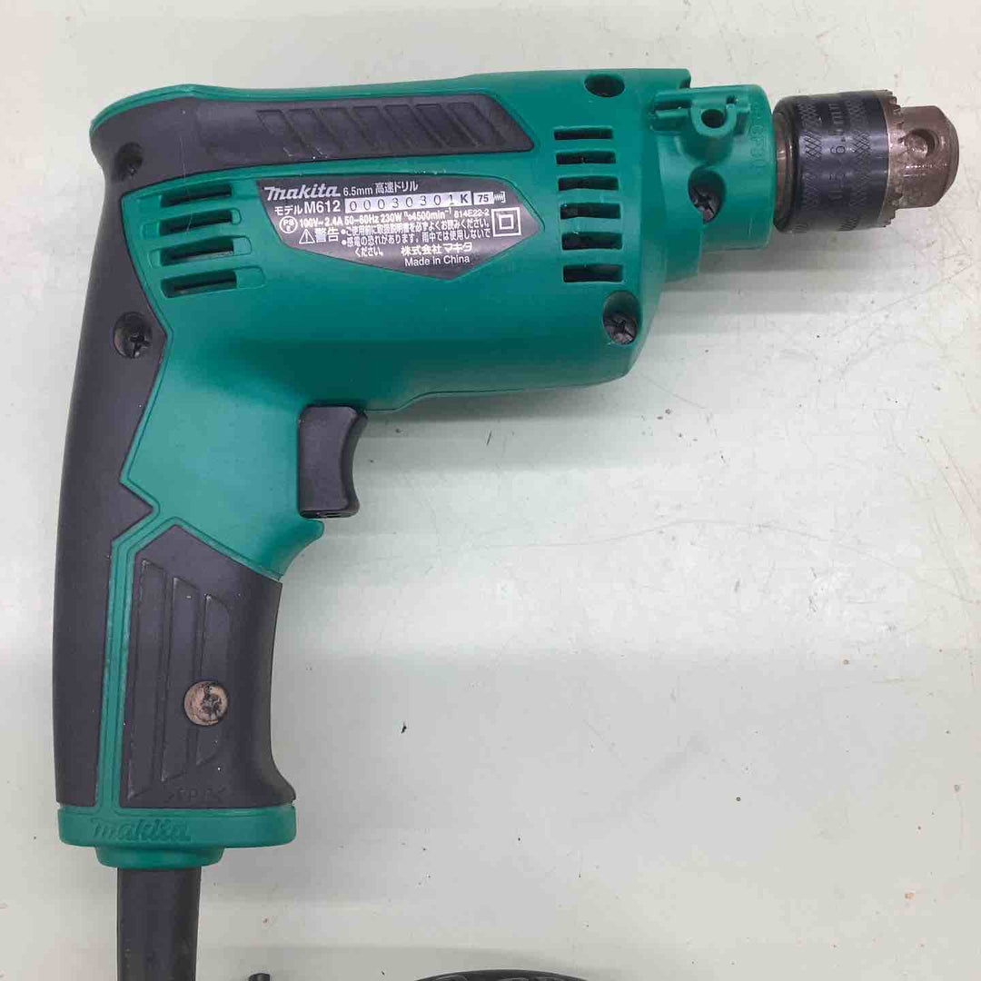 マキタ(makita) 電気ドリル M612 100V 木材 金属 穴あけ DIY ネジ締め 鉄板 アルミ板 プラスチック板 ビット交換 ネジ締め 研磨可能【越谷店】