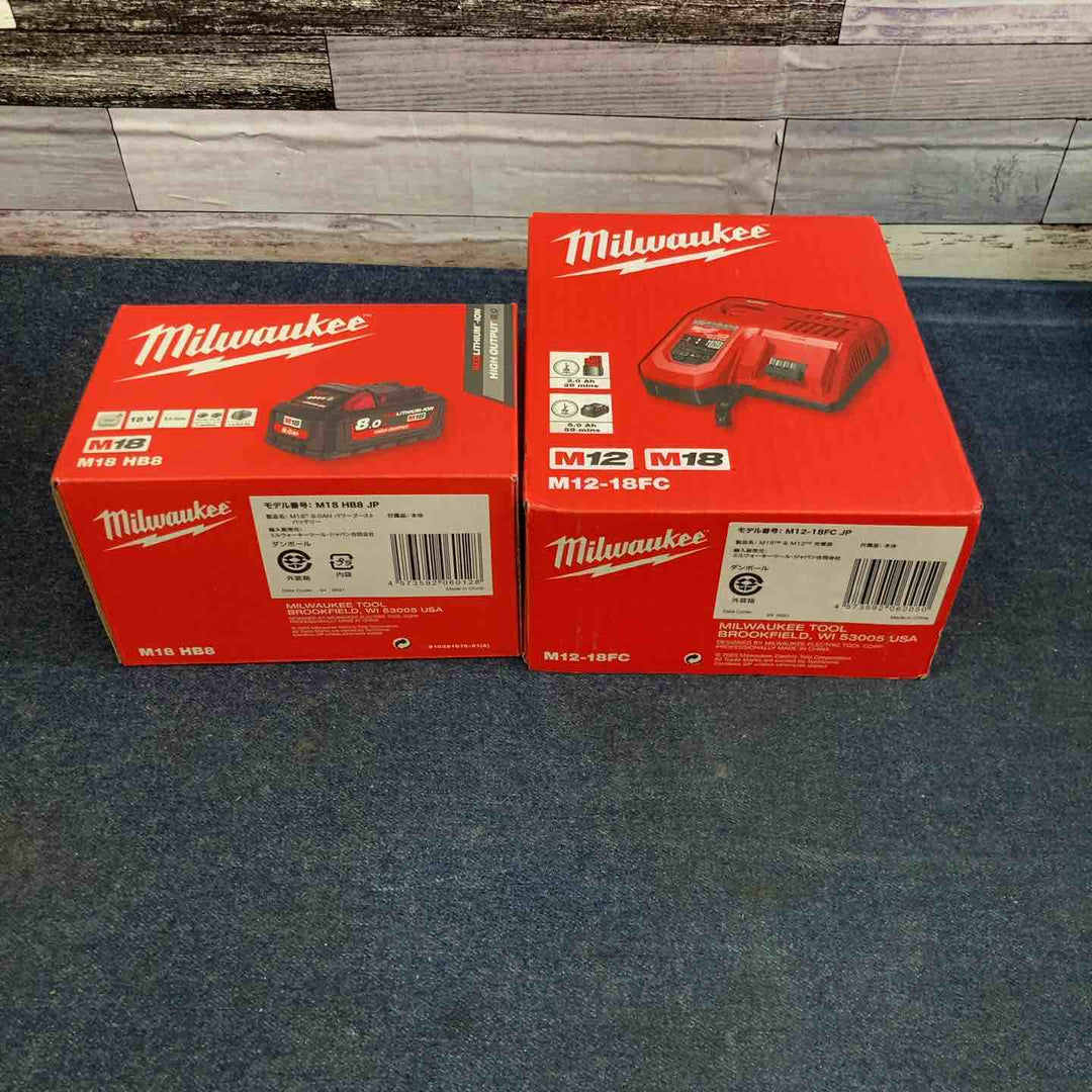 ミルウォーキー Milwaukee バッテリー M18HB8 充電器 M12-18FC セット【八潮店】