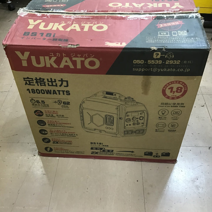 YUKATO インバーター発電機 定格出力1.8kVA ポータブル発 小型 家庭用 50Hz/60Hz切替 防音型 高出力正弦波インバーター搭載 過負荷保護 ガソリン発電機 PSE認証 軽量 アウトドア レジャー 防災 備蓄 災蓄 非常用 (定格出力1.8kVA)【草加店】