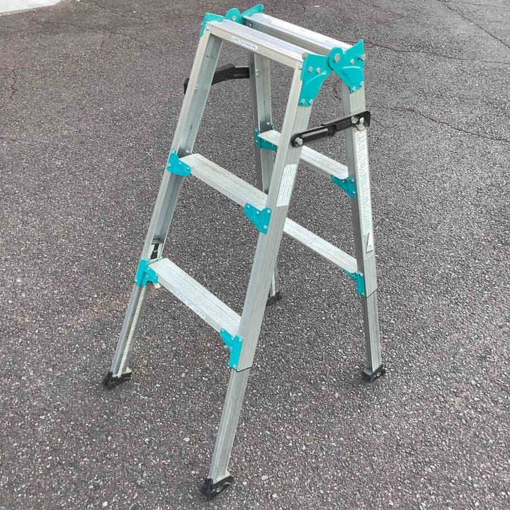 【店頭受取り限定】◇長谷川工業(Hasegawa) 脚部伸縮式はしご兼用脚立(ワンタッチバー付) 3段 RYZ-09c (0.72~1.03m) (10192) 【2022年モデル】 レッド【越谷店】