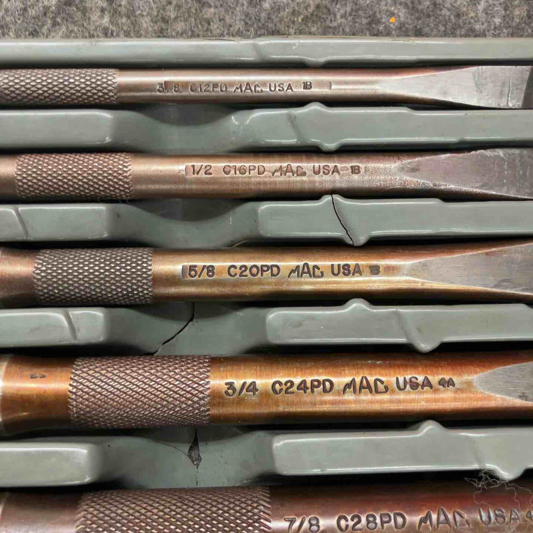 【現状品】◇マックツール(MAC TOOLS) 5Pc. フラット ハイパーチゼル セット C50PDPT 5本(C12PD,C16PD,C20PD,C24PD,C28PD)、専用ゲージ【鴻巣店】