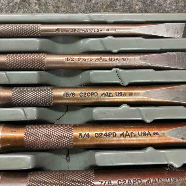 【現状品】◇マックツール(MAC TOOLS) 5Pc. フラット ハイパーチゼル セット C50PDPT 5本(C12PD,C16PD,C20PD,C24PD,C28PD)、専用ゲージ【鴻巣店】